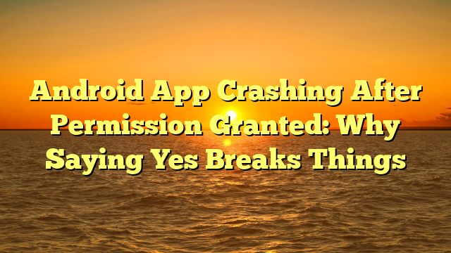 Android App Crashing After Permission Granted: Why Saying Yes Breaks Things